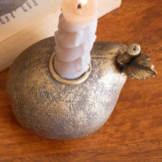 Gold Pomegranate & Pear Taper Candle Holder, Set of 2