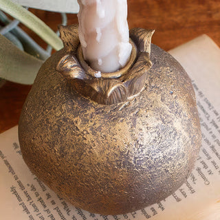 Gold Pomegranate & Pear Taper Candle Holder, Set of 2