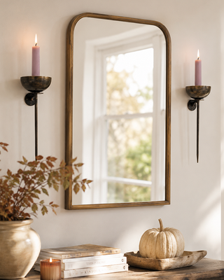 Antiqued Bronze Chalice Wall Taper Candle Sconces, Set of 2