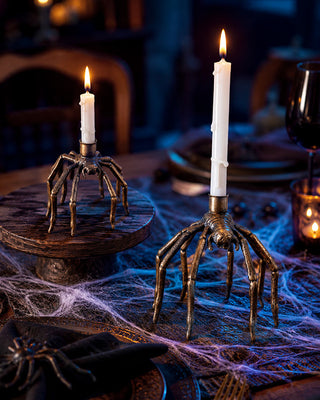 Cast Iron Spider Taper Candle Holders, Set of 2