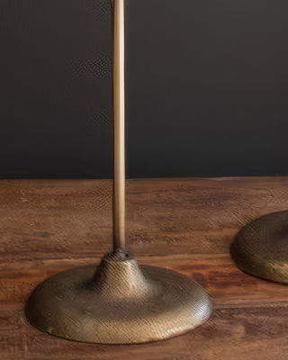 Sculpted Antique Brass Tulip Taper Candle Holders, Set of 2