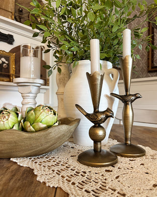 Cast Iron Bird Candle Holders, Set of 2