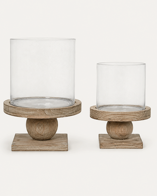 Hurricane Glass Candle Holder, Set of 2