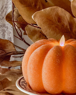 Flickering Flameless Pumpkin LED Candles with Timer, Set of 2