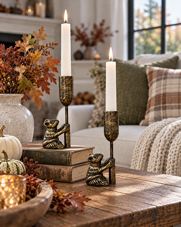 Storybook Mouse Taper Candle Holders, Set of 2