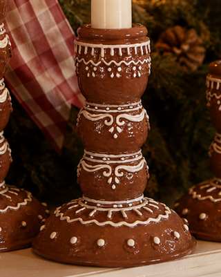 Gingerbread Candle Sticks, Set of 3 Resin Taper Holders Christmas Decor