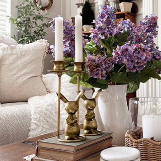 Handheld brass bunny candle holder farmhouse decor