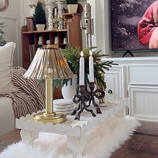 Ornate Bow Antique Bronze Cast Iron Candle Holders, Set of Two