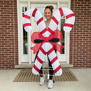 46 Inch Light Up Crossed Candy Canes Outdoor Christmas Decoration