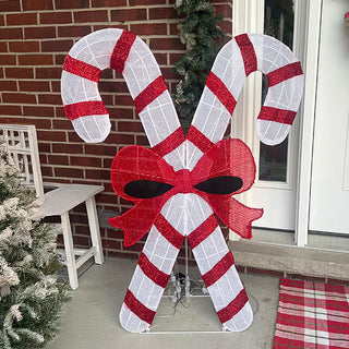 46 Inch Light Up Crossed Candy Canes Outdoor Christmas Decoration