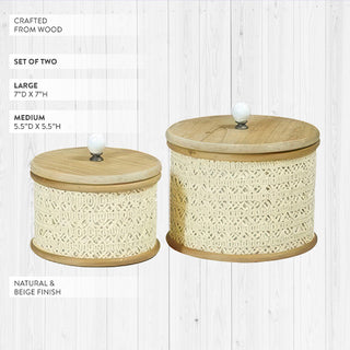 natural wood storage jars with lids farmhouse bathroom