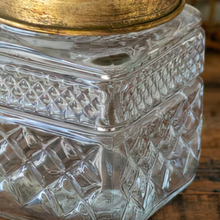 Pressed Glass Canisters with Distressed Gold Fox Finials, Set of 2