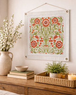 Floral Canvas Tapestry with Grommets