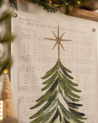 Fabric Christmas Manger Tree Wall Art 23 Inch Multicolor Holiday Hanging Decor