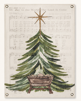Fabric Christmas Manger Tree Wall Art 23 Inch Multicolor Holiday Hanging Decor