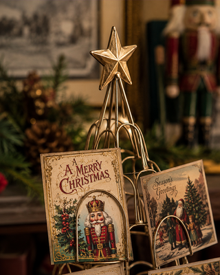 Cast Iron Christmas Tree Card Holder 20 Inch Tabletop Holiday Card Display