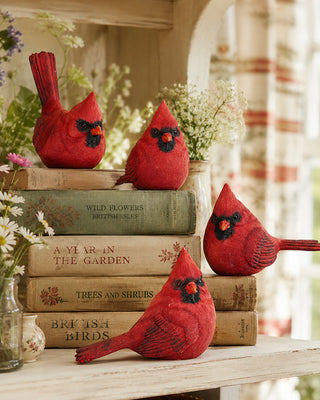 Cardinal Bird Figurine Set of 4 Cottage Core