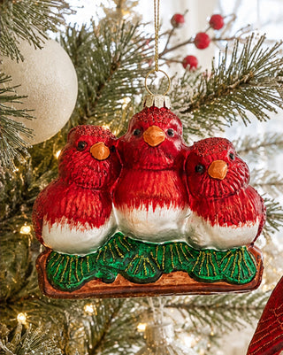Radiant Ruby Glass Cardinal Ornaments, Set of 2