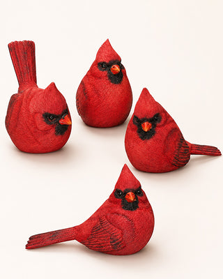 Cardinal Bird Figurine Set of 4 Cottage Core