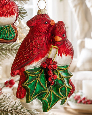 Radiant Ruby Glass Cardinal Ornaments, Set of 2