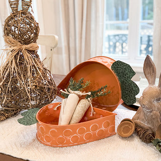 Distressed Carrot Metal Trays, Set of 2