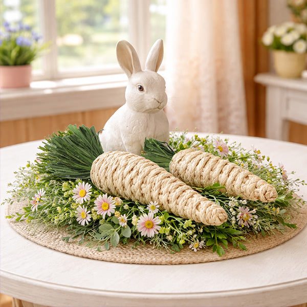 Handcrafted jute woven carrot Easter decoration set of 2