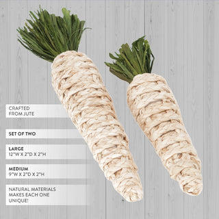 Natural jute carrot spring décor with green grass tops