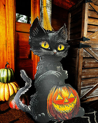 Indoor/Outdoor Cat Witch Cutout, Set of Two | Spooky Season Collection