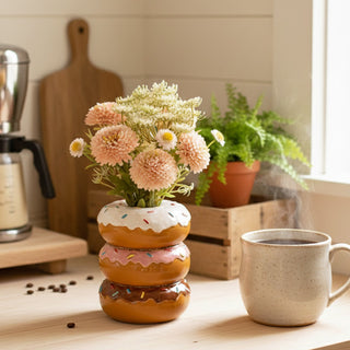Stacked donut ceramic vase kitchen counter decor