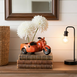 Motorcycle sidecar planter unique ceramic home accent