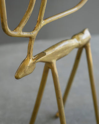 Antique Gold Reindeer Taper Candle Holders, Set of Two