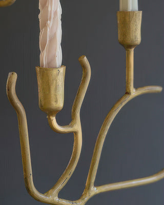 Antique Gold Reindeer Taper Candle Holders, Set of Two