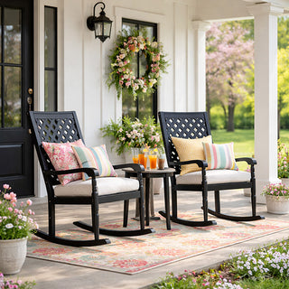 Cushioned Porch Lattice Rocking Chair
