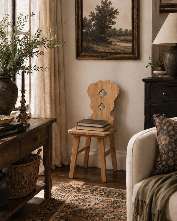Heirloom Quatrefoil Wood Accent Chair