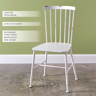 Distressed Ivory Metal Farmhouse Cafe Chair