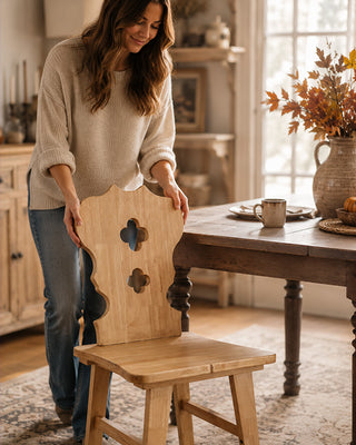 Heirloom Quatrefoil Wood Accent Chair