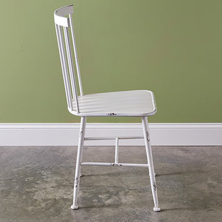 Distressed Ivory Metal Farmhouse Cafe Chair
