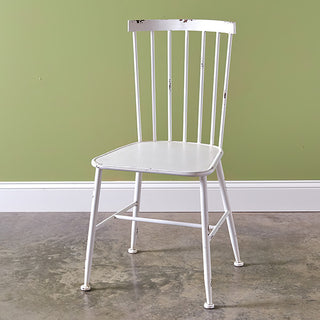 Distressed Ivory Metal Farmhouse Cafe Chair