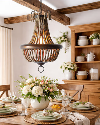 Wooden Bead Pendant Chandelier