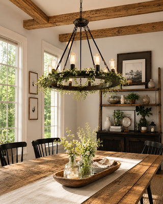  Rustic wagon wheel chandelier farmhouse dining room ceiling light fixture