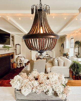Wooden Bead Pendant Chandelier