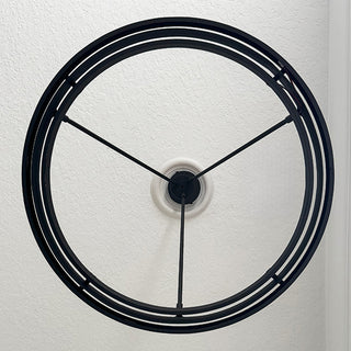 Flush mount black circular LED chandelier ceiling view