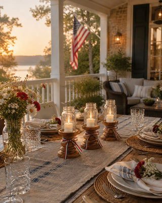Mason jar candle holder mantel styled