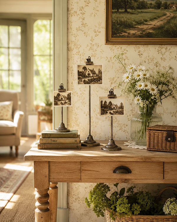 Iron Rustic Clip Stands, Set of 3 Rustic Cottage Charm