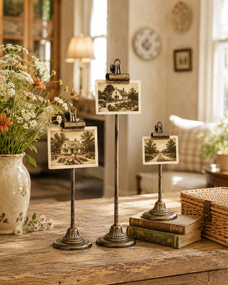 Iron Rustic Clip Stands, Set of 3 Rustic Cottage Charm