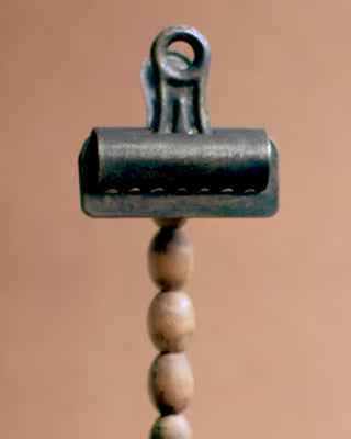 Hand-Turned Wood Bead Pedestal Clip Stands, Set of 2