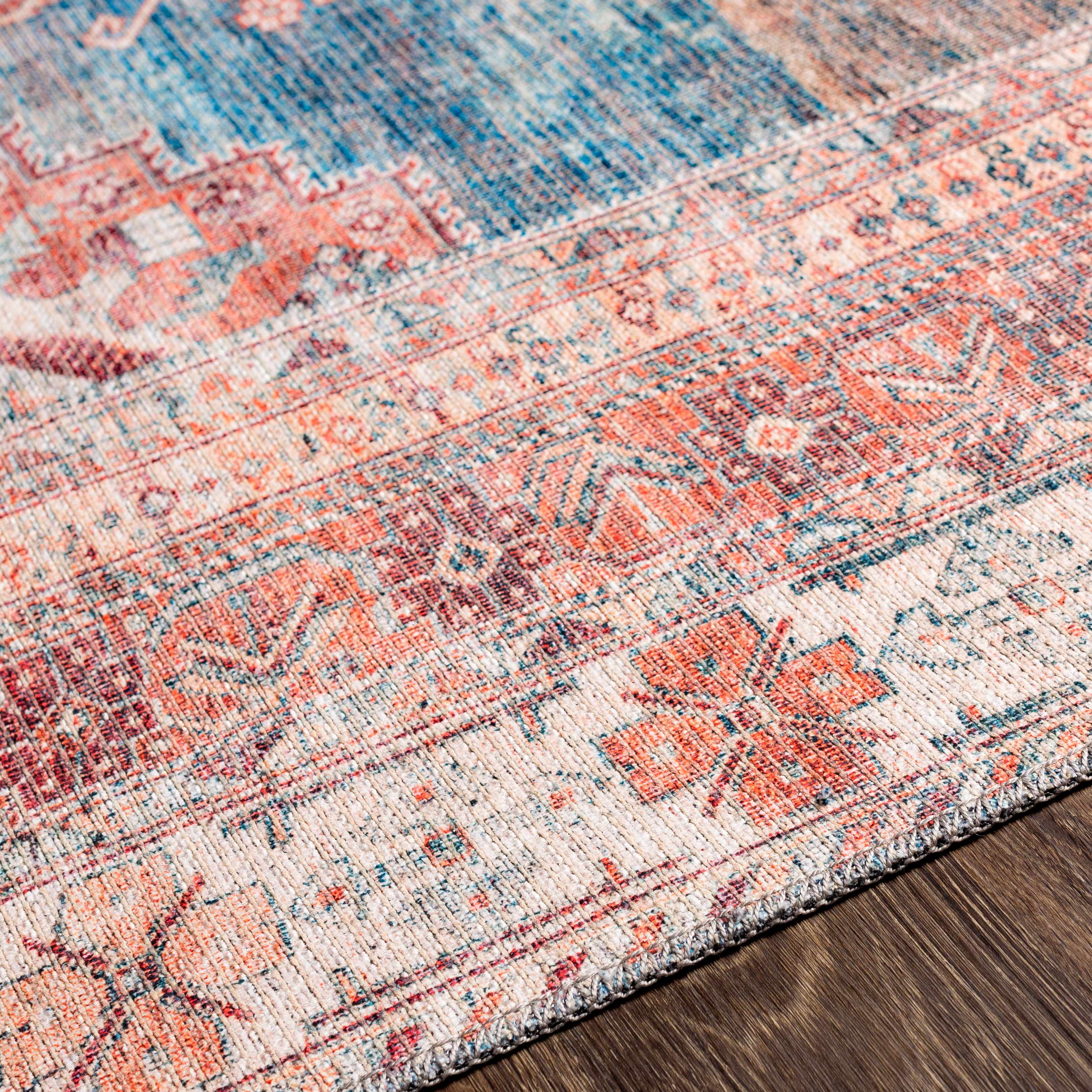 Red & Blue Washable Area Rug - Decor Steals