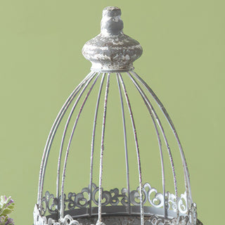 Vintage distressed metal birdcage tabletop decor