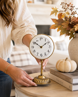 Vintage Gold Metal Retro Tabletop Clock
