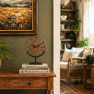 Rustic Tabletop Stand Clock with Roman Numerals